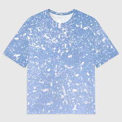 Футболка оверсайз мужская Белые хлопья на голубом фоне, цвет: 3D-принт
