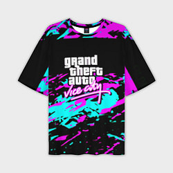 Футболка оверсайз мужская GTA vice city неоновые краски, цвет: 3D-принт