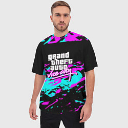 Футболка оверсайз мужская GTA vice city неоновые краски, цвет: 3D-принт — фото 2