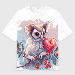Футболка оверсайз мужская Сова с сердечком, цвет: 3D-принт