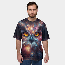 Футболка оверсайз мужская Портрет абстрактной совы в космическом пространств, цвет: 3D-принт — фото 2