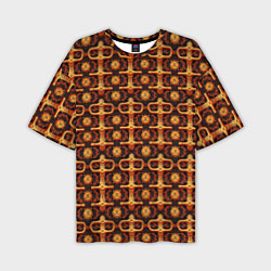 Мужская футболка оверсайз Оранжевый деревянный абстрактный паттерн