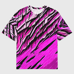 Мужская футболка оверсайз Розовые и чёрные полосы