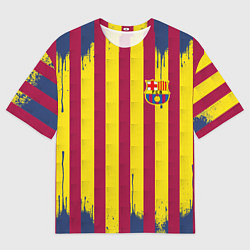 Футболка оверсайз мужская Полосатые цвета футбольного клуба Барселона, цвет: 3D-принт