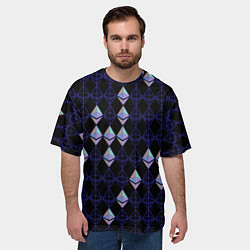 Футболка оверсайз мужская Криптовалюта Ethereum на черном, цвет: 3D-принт — фото 2