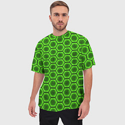 Футболка оверсайз мужская Энергетический щит - зеленый, цвет: 3D-принт — фото 2