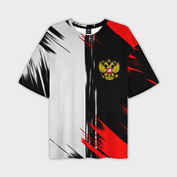 Футболка оверсайз мужская Россия герб краски текстура, цвет: 3D-принт
