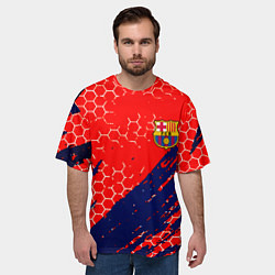 Футболка оверсайз мужская Барселона спорт краски текстура, цвет: 3D-принт — фото 2
