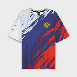 Мужская футболка оверсайз Россия Sport брызги красок триколор