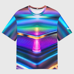 Футболка оверсайз мужская Неоновые линии платформы, цвет: 3D-принт