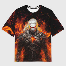 Футболка оверсайз мужская Ведьмак и пламя, цвет: 3D-принт