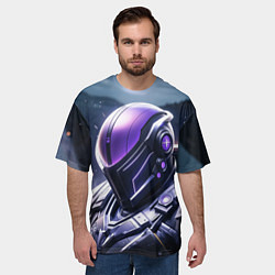 Футболка оверсайз мужская Киборг в фиолетовом шлеме, цвет: 3D-принт — фото 2