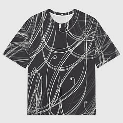 Футболка оверсайз мужская Черно-белые завитки, цвет: 3D-принт