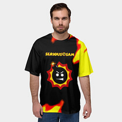 Футболка оверсайз мужская Serious Sam лого краски с огнём, цвет: 3D-принт — фото 2