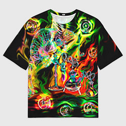 Мужская футболка оверсайз Хамелеон и стихии
