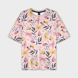 Мужская футболка оверсайз Абстрактный паттерн с цветами