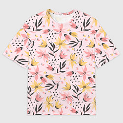 Мужская футболка оверсайз Абстрактный паттерн с цветами