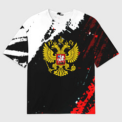Футболка оверсайз мужская Россия герб текстура краски, цвет: 3D-принт