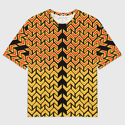 Мужская футболка оверсайз Золотые стрелки на чёрном фоне киберпанк