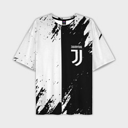 Мужская футболка оверсайз Juventus краски чёрнобелые