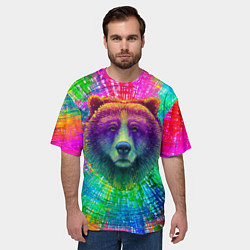 Футболка оверсайз мужская Цветной медведь, цвет: 3D-принт — фото 2