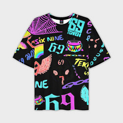 Мужская футболка оверсайз 6ix9ine logo rap bend