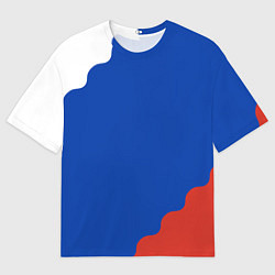 Футболка оверсайз мужская Триколор диагональный волнистый, цвет: 3D-принт