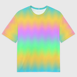 Футболка оверсайз мужская Мягкие неоновые зигзаги, цвет: 3D-принт