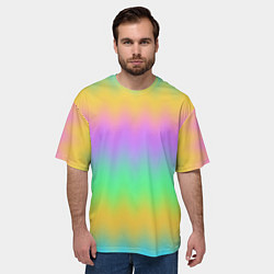 Футболка оверсайз мужская Мягкие неоновые зигзаги, цвет: 3D-принт — фото 2
