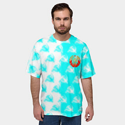 Футболка оверсайз мужская СССР текстура паттерн, цвет: 3D-принт — фото 2