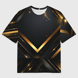 Мужская футболка оверсайз Gold luxury black abstract