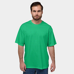 Футболка оверсайз мужская Паттерн салатовый шестигранник, цвет: 3D-принт — фото 2