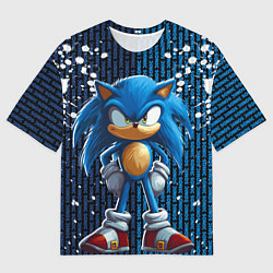 Мужская футболка оверсайз Sonic - splash and logo