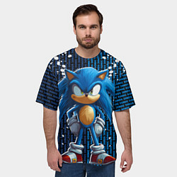 Футболка оверсайз мужская Sonic - splash and logo, цвет: 3D-принт — фото 2