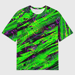 Мужская футболка оверсайз Зеленые узоры паттерны