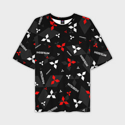 Мужская футболка оверсайз Mitsubishi - logo pattern