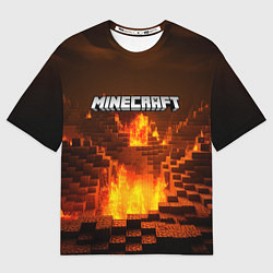 Футболка оверсайз мужская Огненный minecraft логотип, цвет: 3D-принт