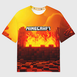 Футболка оверсайз мужская Minecraft огненная стена, цвет: 3D-принт