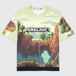 Футболка оверсайз мужская Minecraft logo квадратный мир, цвет: 3D-принт