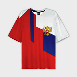 Мужская футболка оверсайз Спортивная текстура герб России