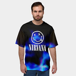 Футболка оверсайз мужская Nirvana flame ghost steel, цвет: 3D-принт — фото 2