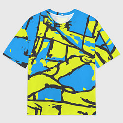 Футболка оверсайз мужская Жёлто-голубая графика, цвет: 3D-принт