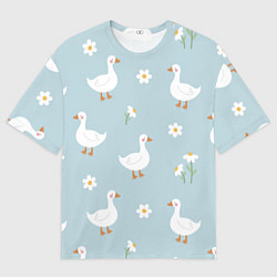 Мужская футболка оверсайз Гусиный узор