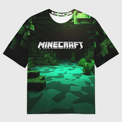 Футболка оверсайз мужская Minecraft logo зеленый яркий мир, цвет: 3D-принт