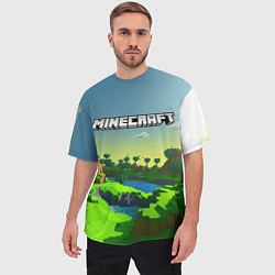 Футболка оверсайз мужская Minecraft logo зеленый летний мир, цвет: 3D-принт — фото 2