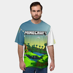 Футболка оверсайз мужская Minecraft logo зеленый летний мир, цвет: 3D-принт — фото 2