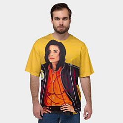 Футболка оверсайз мужская Michael Jackson на золотом фоне с графикой, цвет: 3D-принт — фото 2