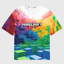 Футболка оверсайз мужская Minecraft logo радужный мир, цвет: 3D-принт