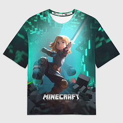 Футболка оверсайз мужская Персонаж Minecraft с мечом, цвет: 3D-принт