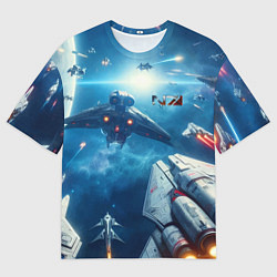 Мужская футболка оверсайз Mass Effect - space neon